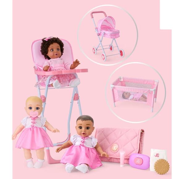 Journey Girls Plush 7 Piece Diaper Bag Set For 14" Doll 3+ NWT - Picture 3 of 6